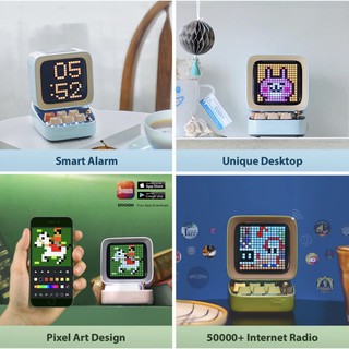 พร้อมส่ง Divoom Ditoo Retro Pixel Art ลำโพงบลูทูธแบบพกพานาฬิกาปลุก DIY LED โดย APP อิเล็กทรอนิกส์ของขวัญตกแต่งบ้าน