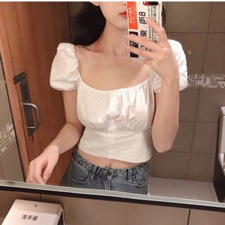 🍄พร้อมส่ง🎉 ครอปแขนดอลลี่กระดุมหน้า ใส่เป็นปาดไหล่หรือปิดแขนแบ๊วก็น่ารัก