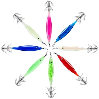 เหยื่อตกปลาหมึกเรืองแสงในที่มืด พลาสติกแข็ง 3D 8 สี 6 ซม. 5 กรัม 1 ชิ้น