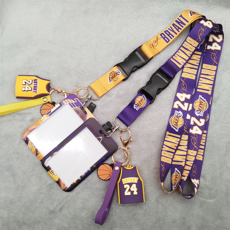Nba Kobe สายคล้องคอ + ตัวป้องกันที่ใส่บัตรประชาชน + พวงกุญแจ 3D สําหรับเคสโทรศัพท์ ID แท็กการ์ด อุปกรณ์เสริมสลิง