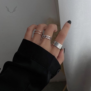 3Pcs / set INS Hip Hop Punk Cool Girl Ring Couple Girlfriend Nfc Korean Student Simple Jewelry-K2