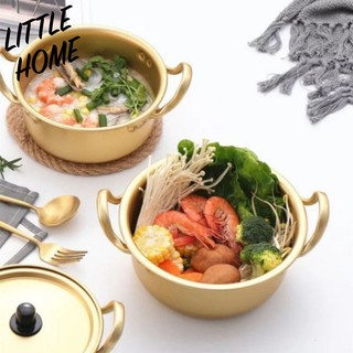 LITTLE HOME หม้อ หม้อเกาหลี สองหู Korean Noodle pot ผลิตจากประเทศเกาหลี ขนาด 18 ซม. (ป้ายดำ) หม้อทอง หม้อมาม่า