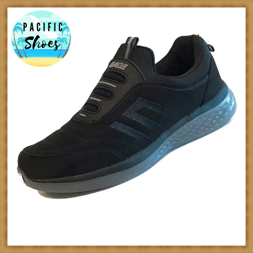 BAOJI รองเท้าผ้าใบชาย SLIP ON รุ่น BJM454 สีดำ รองเท้าผ้าใบสีดำ สลิปออน