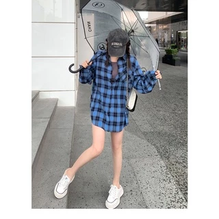 Cicishop(3017)Shirt plaid เสื้อเชิ้ตแขนยาวลายสก๊อต ทรงเบสิคใส่คลุมแมตช์หรือใส่เดี่ยวๆก็ชิคค
