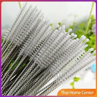 แปรงล้างหลอดดูด จุกนม ขนไนล่อน ไม่ทำให้เป็นรอย สแตนเลส แปรงฟาง Stainless steel soft straw straw brush