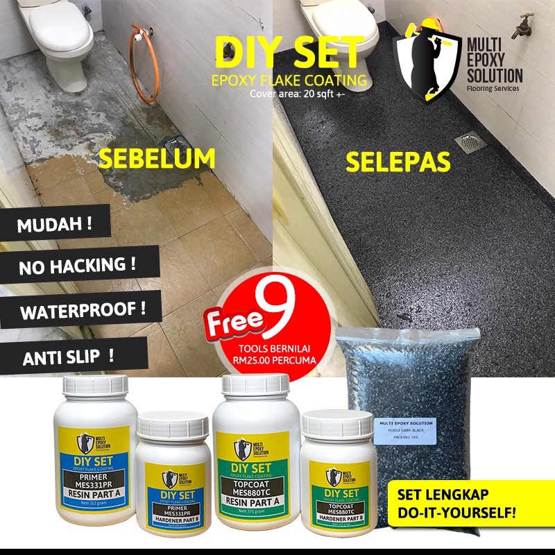 EPOXY COLOUR FLAKE COATING DIY SET 20 & 30 SQFT SOLID CONTENT 100%
