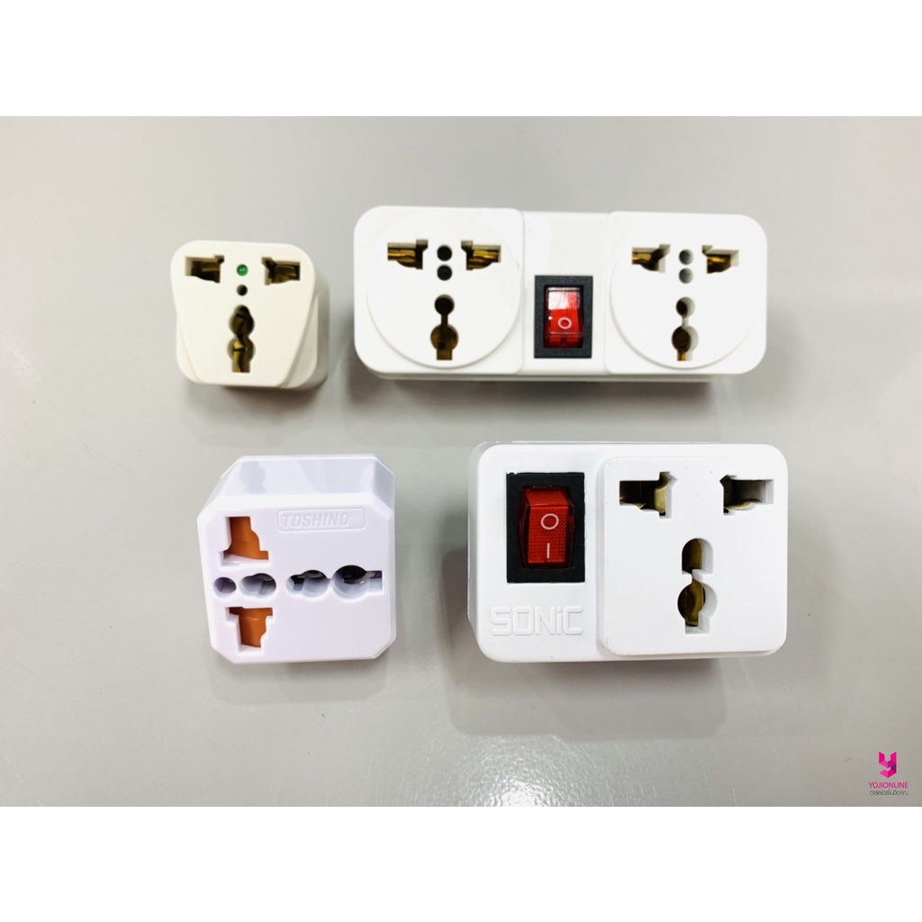 YOJI ONLINE ปลั๊กสามตาเตาไฟฟ้า มาตรฐาน มอก. มีสวิทซ์ แบบ 1หัว และ2หัว ใช้แปลงปลั๊ก 3ขาเป็น2ขาได้