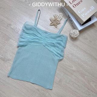 สินค้าพร้อมส่ง!! เสื้อสายเดี่ยวไหมพรม แต่งชีฟองหน้า น่ารักมากกกก 🥰 giddywithu