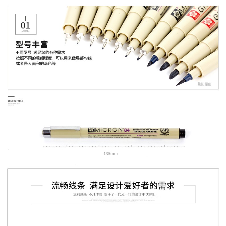 ปากกาตัดเส้นพิกม่า ซากุระ (SAKURA Pigma Pen) แบบหัวเข็ม และ หัว GRAPHIC
