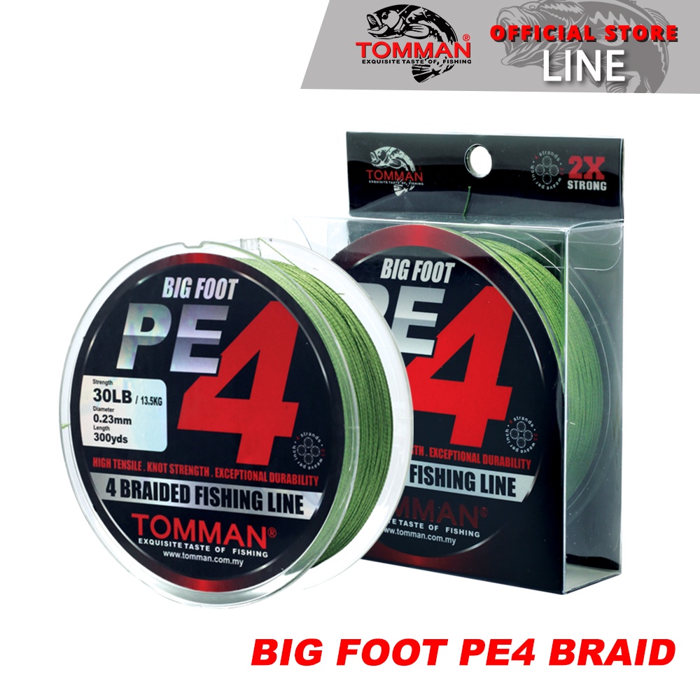 Tomman Big Foot PE4 สายตกปลาถักเปีย 300yds (20LB-60LB) Benang 300yds