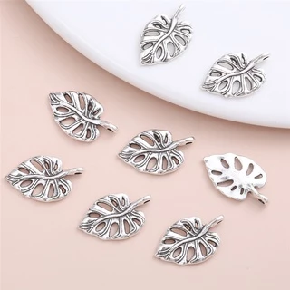 20 ชิ้น / เซต วินเทจ ที่ละเอียดอ่อน ใบไม้ เสน่ห์ สําหรับเครื่องประดับผู้หญิง ทําจี้สร้อยคอ DIY น่ารัก อุปกรณ์เสริม