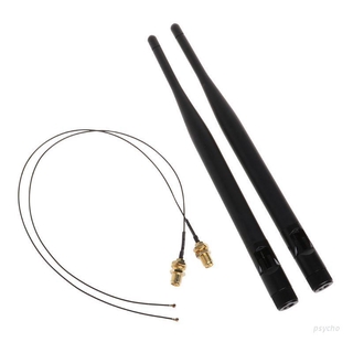 2x 6dBi for M.2  MHF4 U.fl Cable to RP-SMA Wifi Antenna Signal Cable Set for