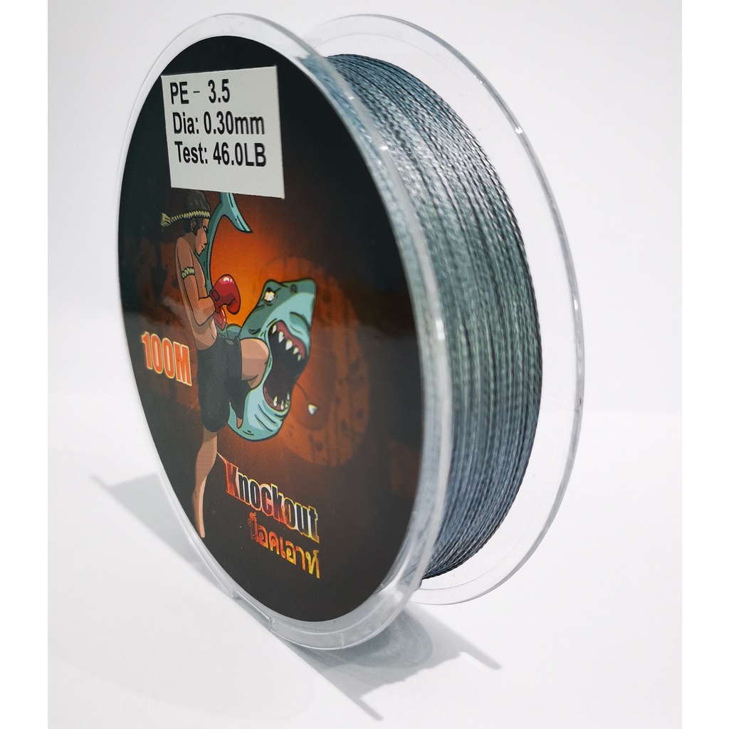 1-2วัน(รวดเร็วทันใจ) Knock out ของดี ต้องลอง สาย PE น็อคเอาท์ ถัก 4 สีเทา เหนียว ทน ยาว 100 เมตร【Ari