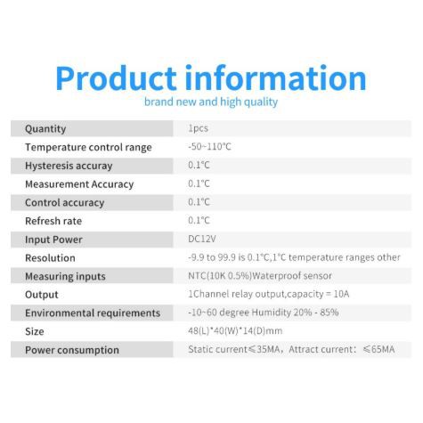 XH-W1209 ตัวควบคุมอุณหภูมิ พร้อมจอแสดงผล 7 Segment สีแดง DC12V+ntc เซนเซอร์ - รูปที่ 6