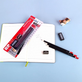 ดินสอ ชุดดินสอไม้ 2B ยางลบ ยางลบดินสอ กบเหลา กบเหลาดินสอ ดินสอไม้ทำข้อสอบ
