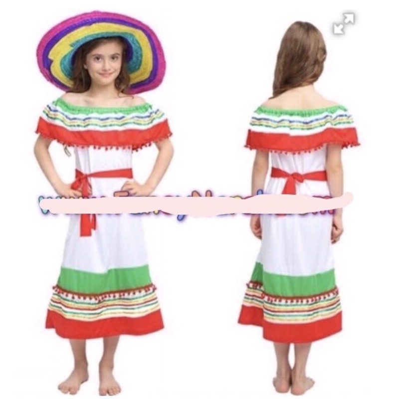 ชุดเม็กซิโก ชุดเมกซิโก เด็กผู้หญิง พร้อม หมวก mexico ชุดเม็กซิกัน ชุดแมกซิโก ชุดแมกซิกัน