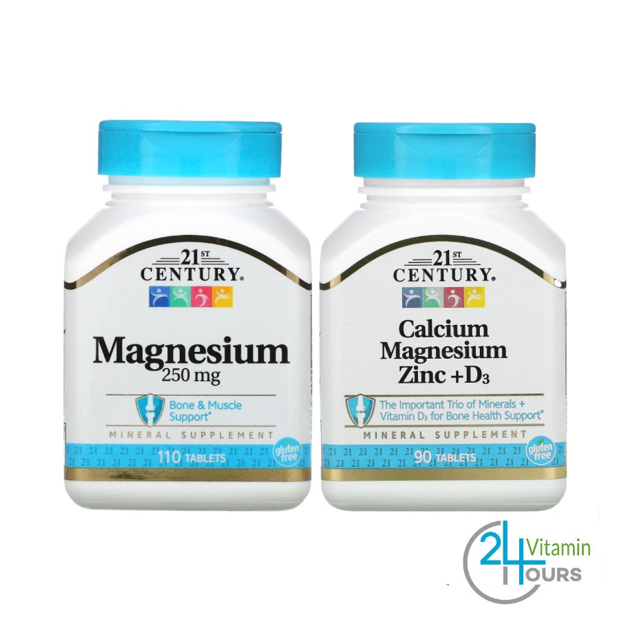 [พร้อมส่ง] 21st Century Magnesium 250 mg  / Calcium Magnesium Zinc + D3 , แคลเซียม แมกนีเซียม ซิงค์ และวิตามิน D3