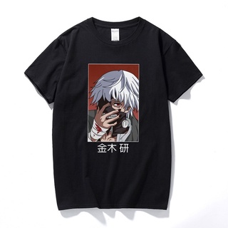 เสื้อยืดผ้าฝ้ายพิมพ์ลาย เสื้อยืดแขนสั้น ผ้าฝ้าย 100% พิมพ์ลายอนิเมะ Tokyo Ghoul Ken Kaneki สไตล์ญี่ปุ่น ฮาราจูกุ สําหรับ