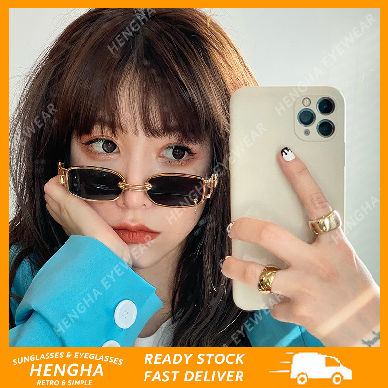 【HENGHA】COD แฟชั่นสไตล์เกาหลีสำหรับผู้หญิงแว่นกันแดดสไตล์ย้อนยุคสำหรับผู้หญิงแว่นตาป้องกันรังสี