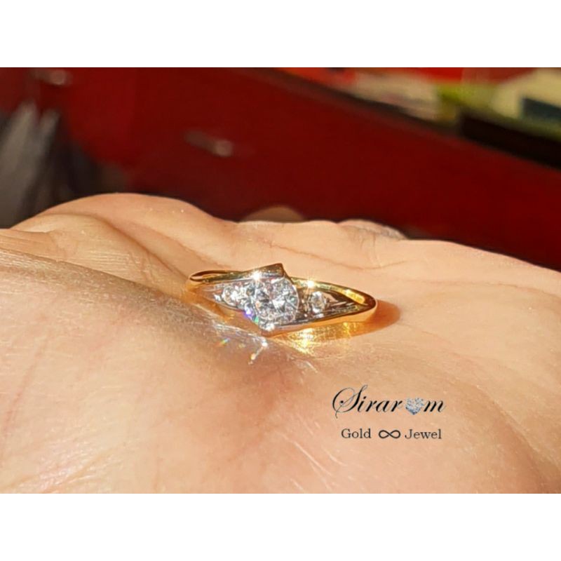 แหวนเพชรสวิส CZ ทองแท้  แหวนแต่งงานงานทองแท้90% มีใบรับประกันทางร้านทุกชิ้น