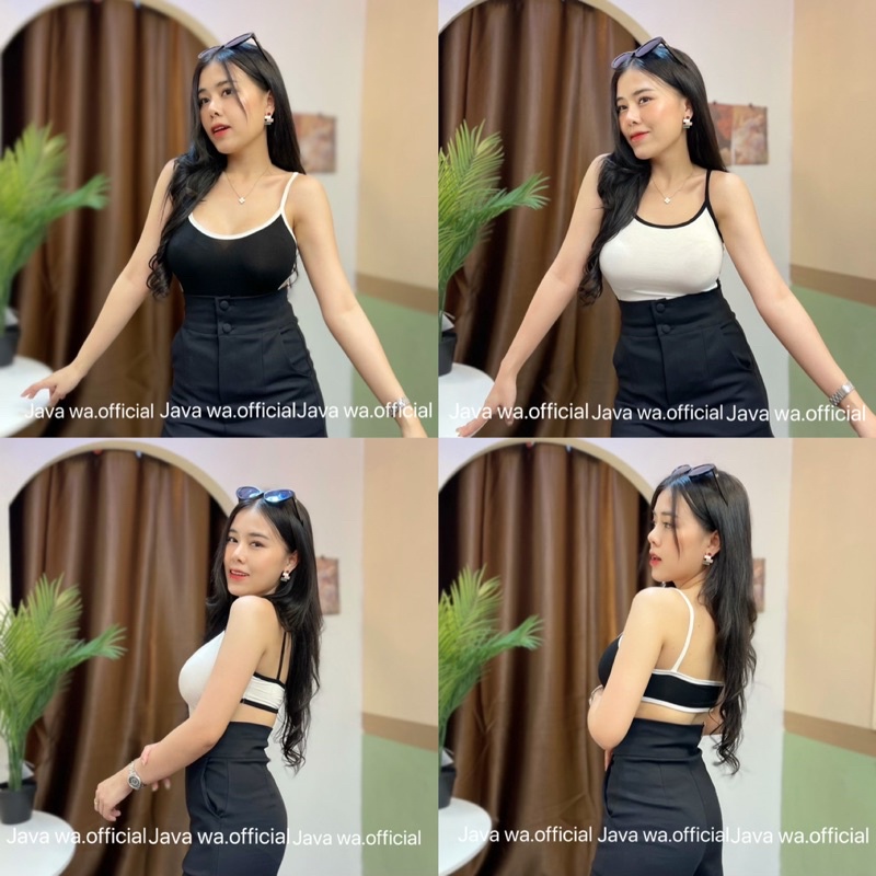 Java wa shop (A49)บอดี้สูทสายเดี่ยวทูโทน แต่งสายคาดหลัง สวยใสเซ็กซี่ เรยอนเนื้อนิ่ม นางแบบถ่ายจากสินค้าจริงของร้าน