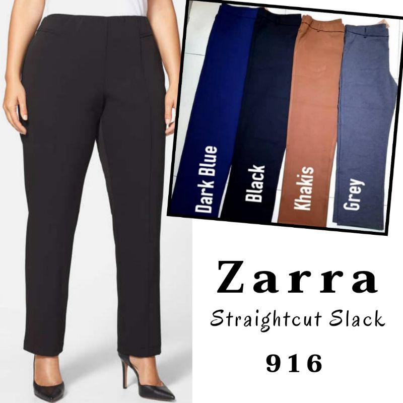 OVERRSIZE Plus Size Zarra Plain Straight Cut Women Slacks Pants With Button & Zip Wool Blends Fit Si