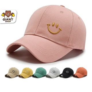 GIANTSHOP หมวกเบสบอล ปักลายหน้ายิ้ม smile 7 สี Unisex (HD)