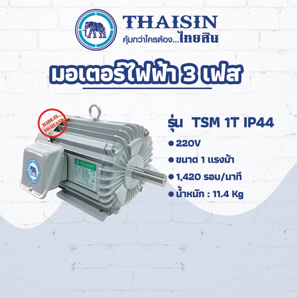 มอเตอร์ไฟฟ้า THAISIN ขนาด 1 HP รุ่น TSM-1T (IP44) กระแสสลับ 3 เฟส