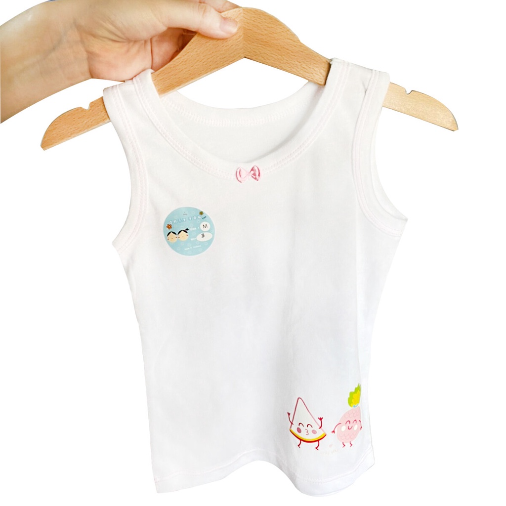 สุดคุ้ม!! (แพ็ค3ตัว/1ตัว) เสื้อทับในเด็กหญิง เสื้อกล้ามขาวเด็กหญิง สีขาว (โบว์)