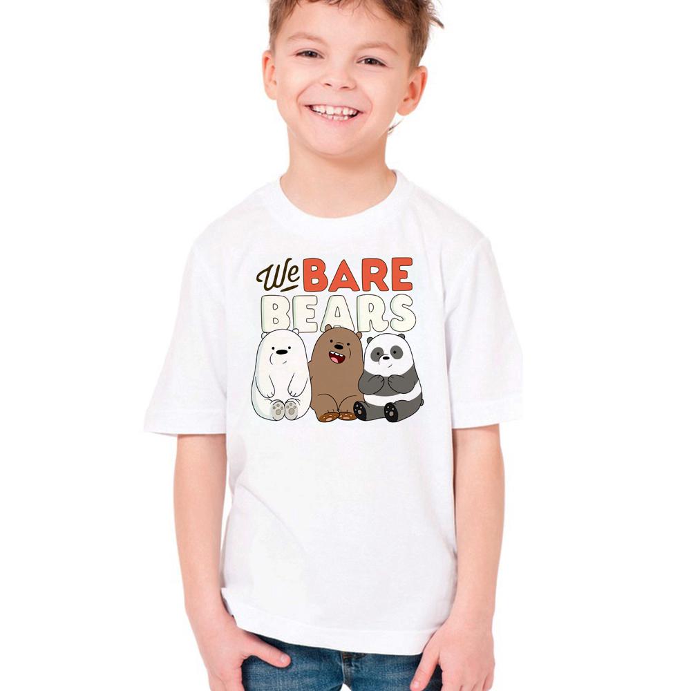 เสื้อยืดพิมพ์ลายการ์ตูน we bare bears สําหรับเด็ก