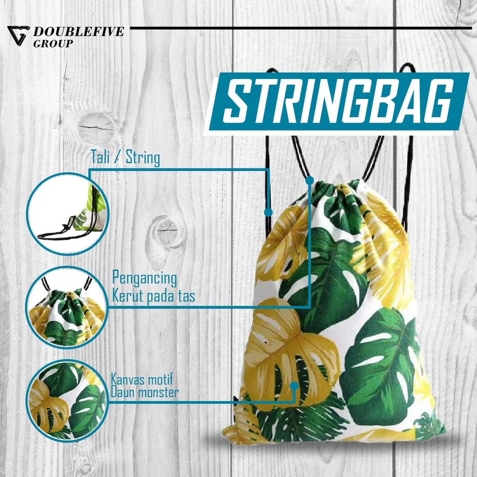 STRING BAG / STRINGBAG / DRAWSTRING BAG / GYMSACK CANVAS MOTIF