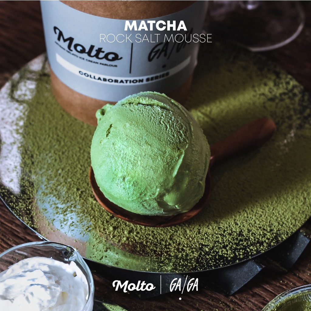 Matcha Rock Salt Mousse  (ไอศกรีม ชาเขียวมูส จาก GaGa 1 ถ้วย 16 oz.) - Molto Premium Gelato