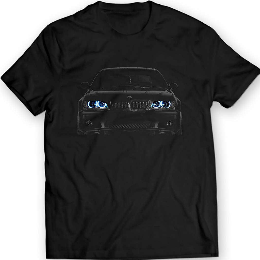 Cool Gery Car E46 Blue Angel Eyes ไฟหน้าฟิตเนสชายเสื้อยืด