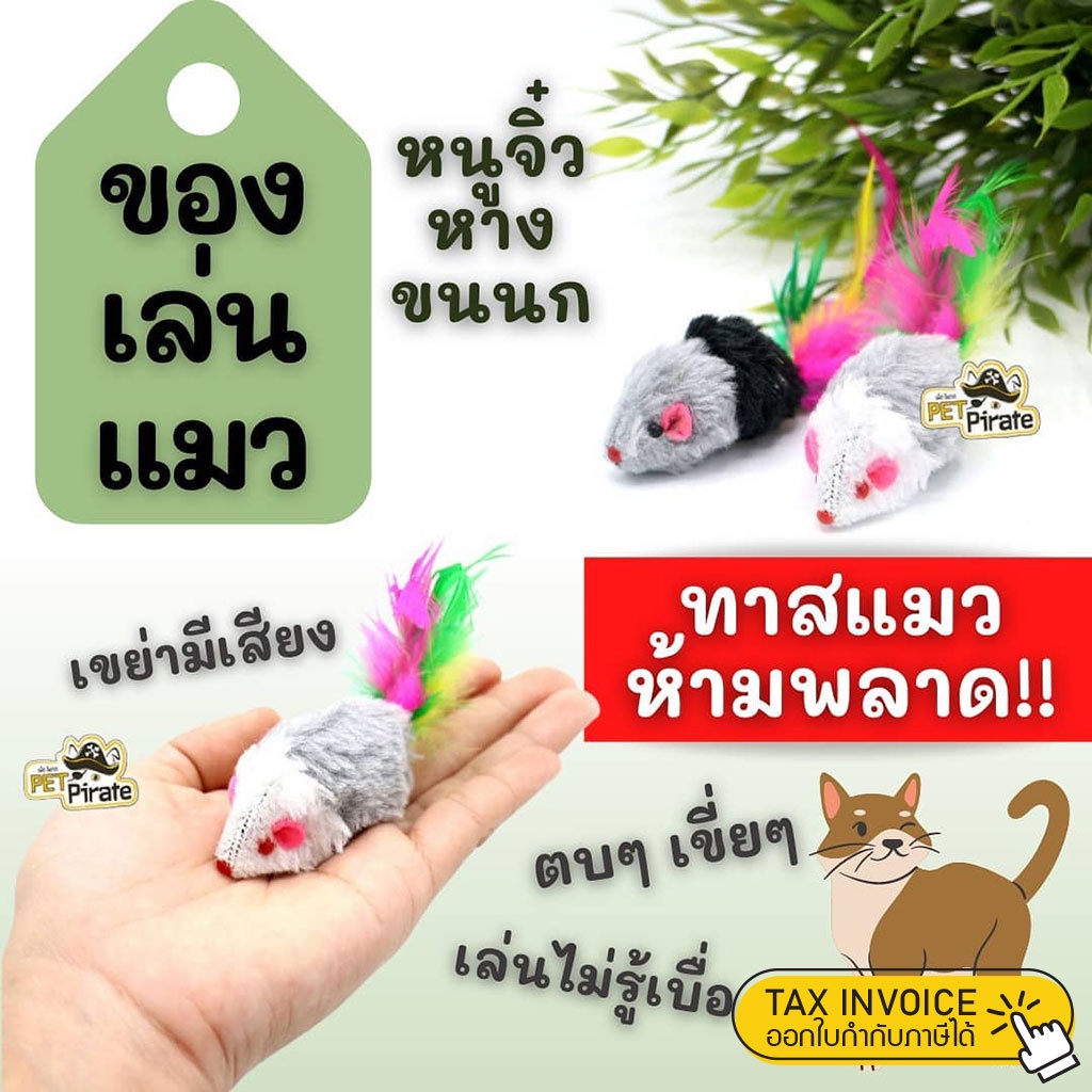 ของเล่นแมว หนูจิ๋วหางขนนก คละสี มีเสียงแค๊กๆ ตบๆ เขี่ยๆ น้องแมวชอบ เล่นไม่รู้เบื่อ [ชุด 2 ตัว]