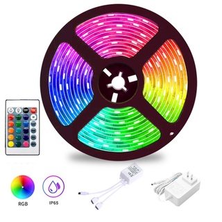 ไฟริบบิ้น 2835 และ 5050 ไฟเส้น RGB ไฟตกแต่งห้อง 5เมตร ไฟเส้นเปลี่ยนสีได้ LED Strip Light IP65 ไฟตกแต่ง รีโมท 24 ปุ่ม