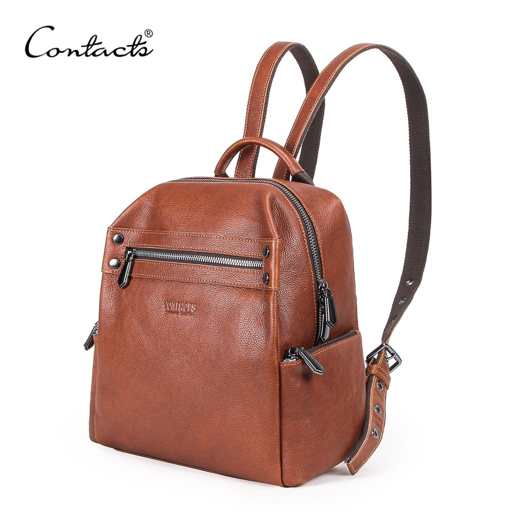 CONTACT'S กระเป๋าเป้สะพายหลัง กระเป๋าสะพายไหล่ หนังวัวแท้ ลําลอง สําหรับผู้หญิง