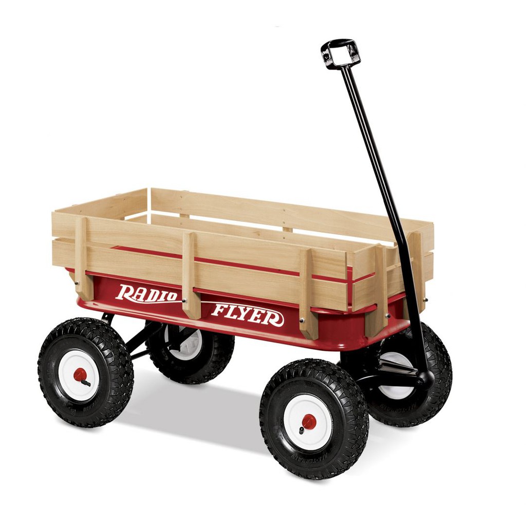 Radio Flyer : RFR32* รถลาก All-Terrain Steel and Wood Wagon - Red /Brown