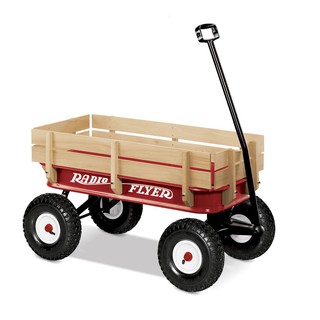 Radio Flyer : RFR32* รถลาก All-Terrain Steel and Wood Wagon - Red /Brown