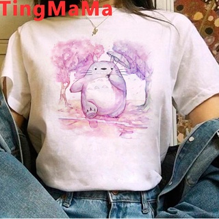 เสื้อยืดลําลอง แขนสั้น พิมพ์ลาย Studio Ghibli Totoro Miyazaki Hayao แฟชั่นฤดูร้อน สําหรับสตรี 2022