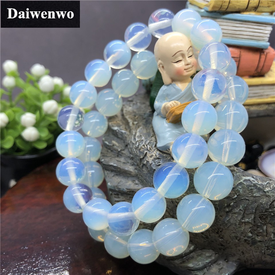 Senites โอปอลลูกปัดหินธรรมชาติสร้อยข้อมือสำหรับผู้หญิงผู้ชายของขวัญกำไลข้อมือเดียว