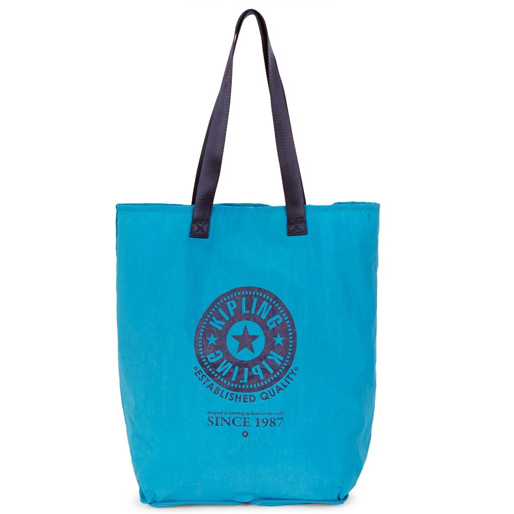 ส่งฟรีEMS KIPLING HIP HURRAY Foldable Tote Bag Polaris Blue รุ่นนี้