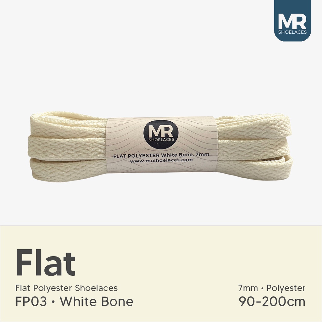 Original MR Shoelaces FP03 Bone White (กระดูกขาว) เชือกผูกรองเท้าแบน 7mm 90cm 100cm 120cm 130cm 150c
