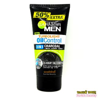 *🔥โปรค่าส่ง25บาท🔥GARNIER MEN Oil Control 3 IN 1 CHARCOAL FOAM 150 mlการ์นิเย่ เมน เทอร์โบไลท์ออยคอนโทรลชาร์โค