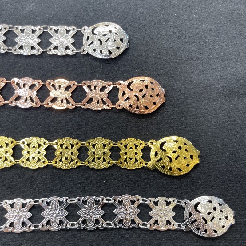 Accessories เข็มขัดชุดไทย เข็มขัดคนแก่ เข็มขัดแฟชั่น สีนาค ทอง เงิน ไซส์กลาง