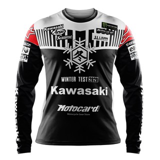 เสื้อกีฬาแขนยาว ลายทีมวิบาก Downhill KAWASAKI WINTER TEST 2024