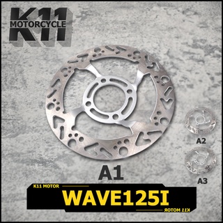 จานดิสเบรค wave125i จานดิสหน้า จานเจาะลาย มี3ลายให้เลือก จานหน้า เวฟ125i w125i จานดิสเดิม  หนา3.5mm 4รู สินค้าใช้ดี