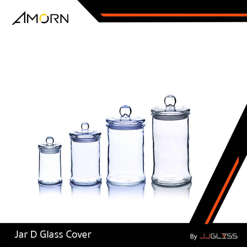 JJGLASS - ( AMORN ) Jar D Glass Cover - โหลแก้ว เนื้อใส พร้อมฝาแก้วสูญญากาศ จัดสวยๆ แบบมีจุกจับ