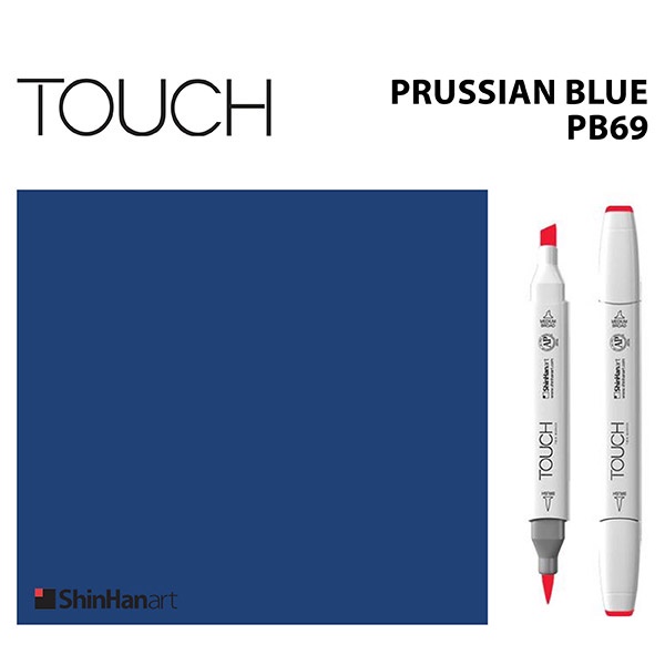 TOUCH TWIN BRUSH MARKER PB69 (PRUSSIAN BLUE) / มาร์คเกอร์หัวพู่กัน-หัวตัดขนาดกลาง รหัส PB69 (PRUSSIA