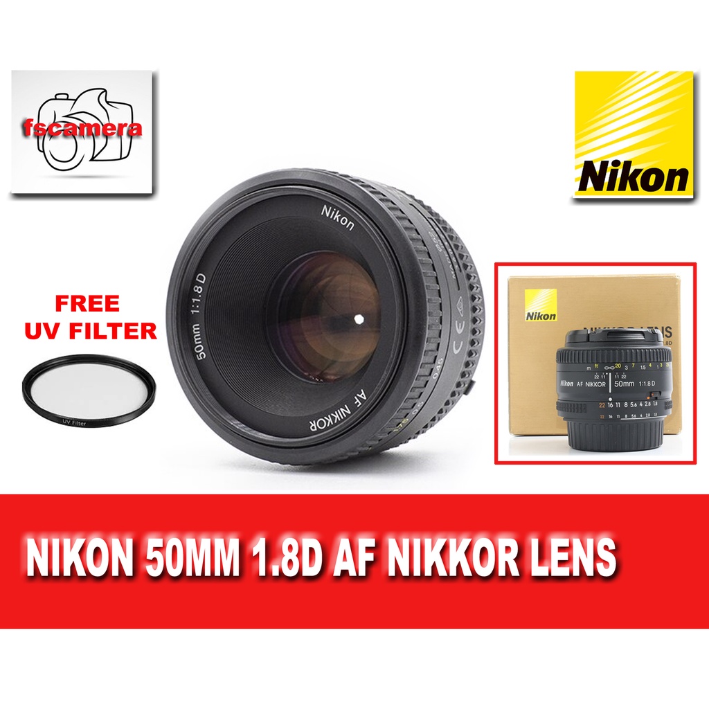 Nikon 50mm f/1.8D AF เลนส์ Nikkor ฟรี UV FILTER