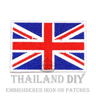 ตัวรีดติดเสื้อ ธงชาติอังกฤษ ยูเนียนแจ็ก ธงสหภาพ ประเทศ UK Union Flag Patch งานปัก DIY WOP ตัวรีด อาร์มติดเสื้อ กระเป๋า